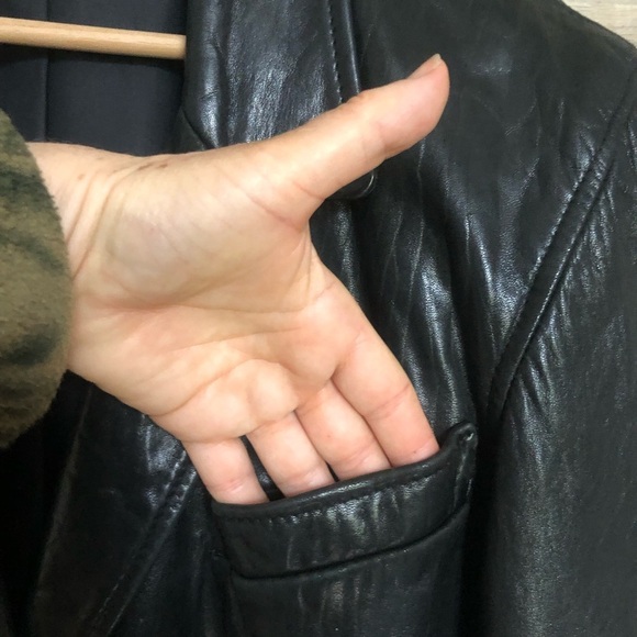 Vintage Black Leather Buttery Soft Blazer Jacket Medium - Picture 5 of 10